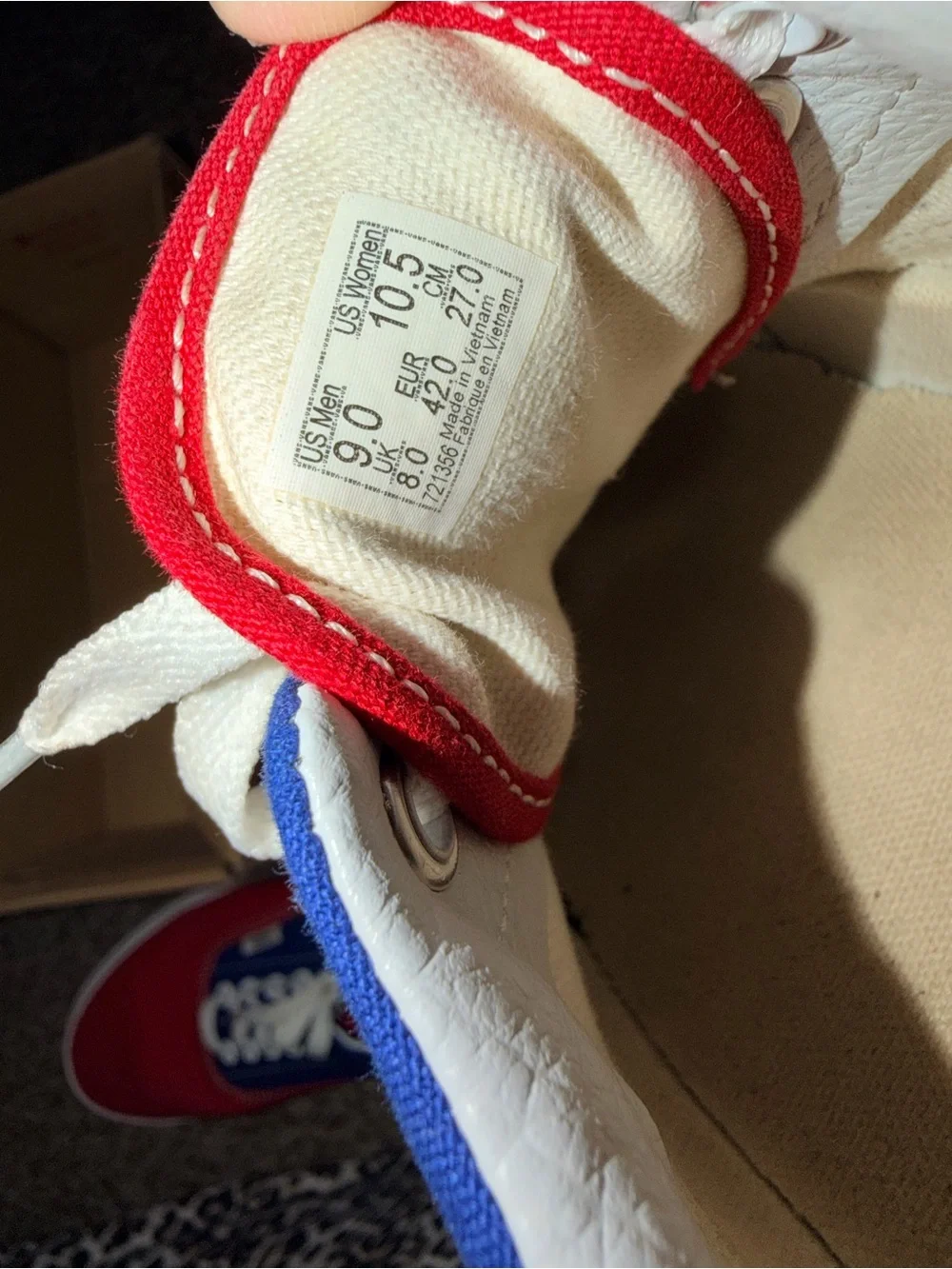 Classic Vans Era sneakers two-tone blue and red